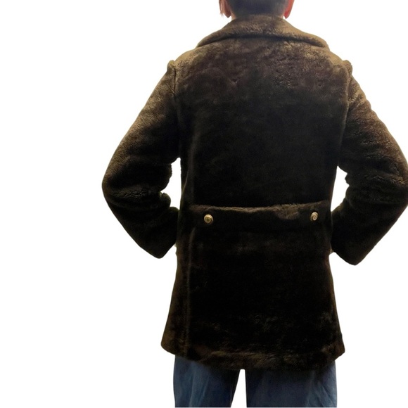 Vintage 60's Avon Chocolate Teddy Retro Mod Faux Fur Double Breasted Cozy Coat - Picture 6 of 17